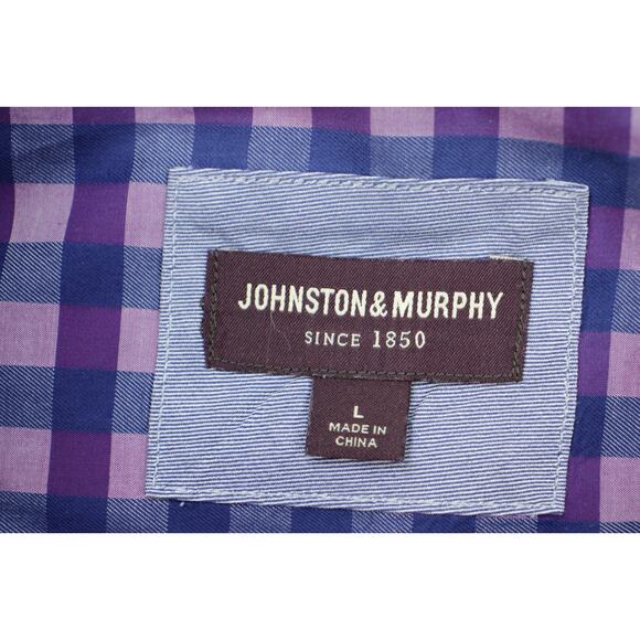 Johnston & Murphy Shirt Mens Large Check 100% Cotton Button Down Long Sleeve - Picture 4 of 7